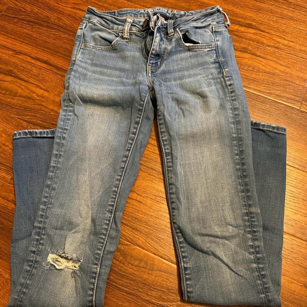 American Eagle Outfitters Blue Skinny Jeans Distressed Style
